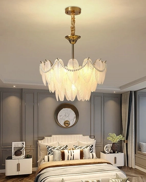 Crystal Feather Leaf With Pearl Chandeliermodern wall lamp,smart wall lamp