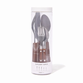 Cutlery 10Pcs Wood Pattern Brownboho style dinner plates for special occasions 