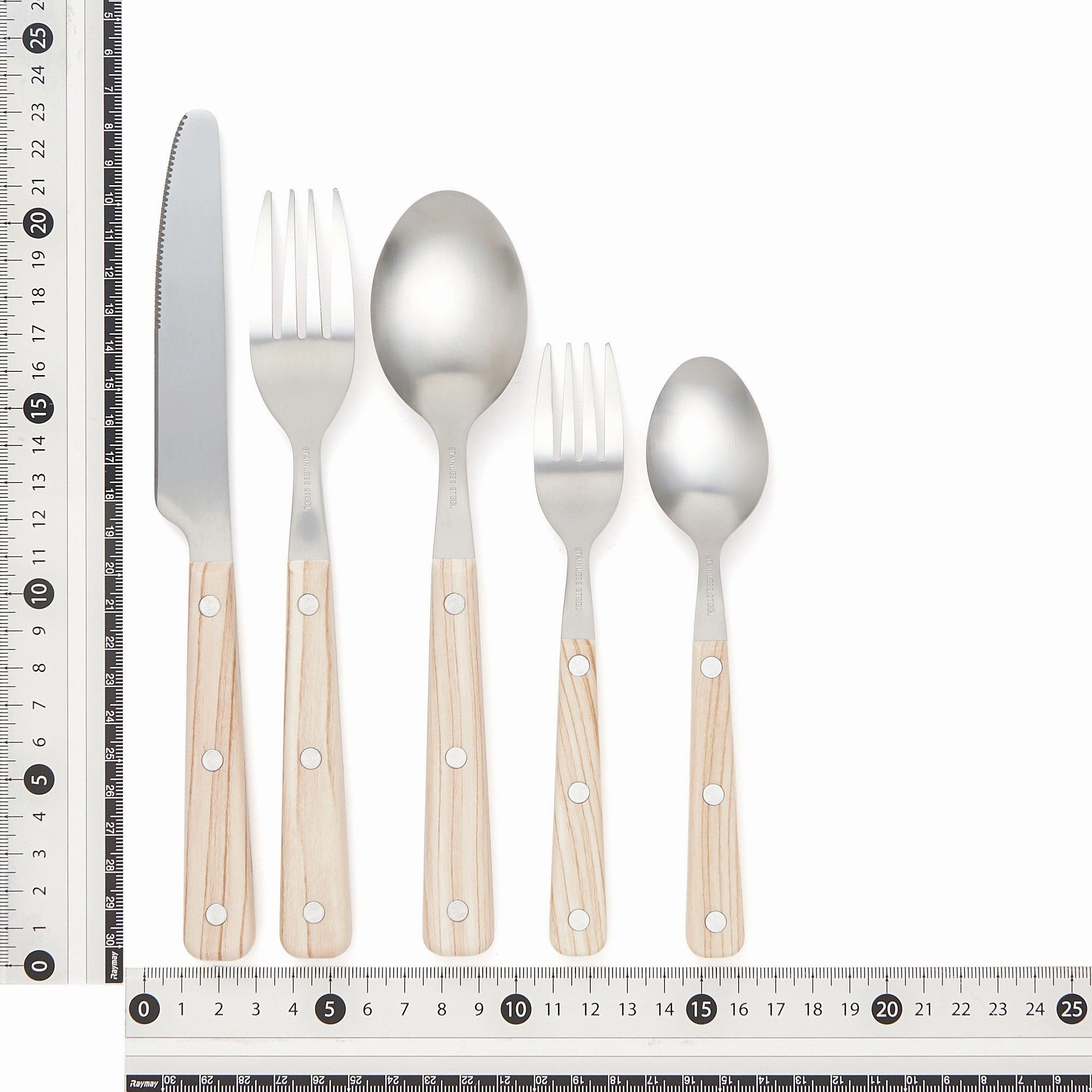 Cutlery 10Pcs Wood Pattern White