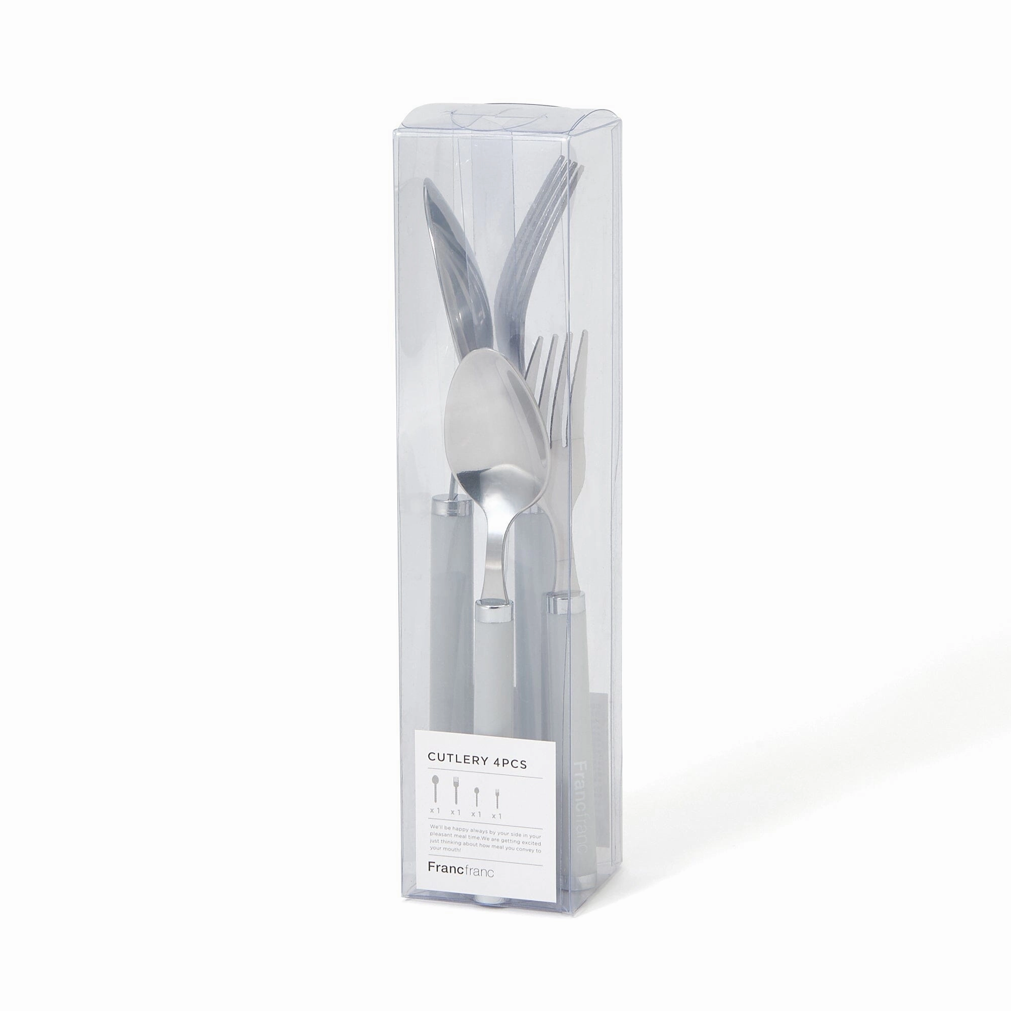 Cutlery Set Of 4 Logo Grey