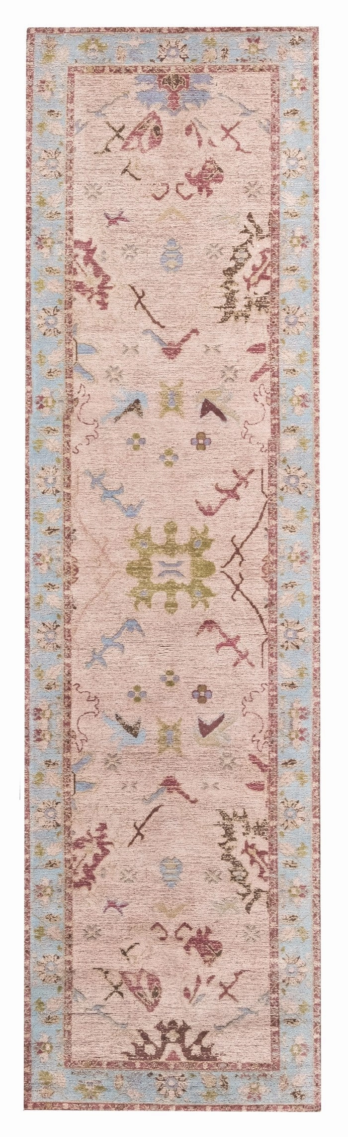 Dakota Blue and Pink Bordered Floral Runner Rug *NO RETURNS UNLESS FAULTYmodern color block patchwork rug