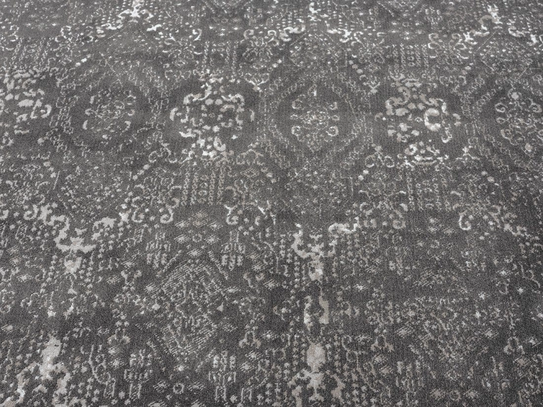 Dalma Charcoal Grey And Ivory Traditional Distressed Rug