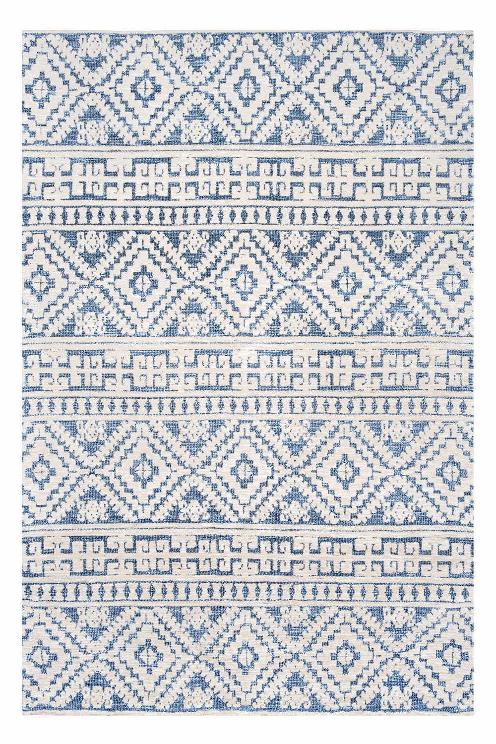 Daphne Blue Tribal Textured Rug *NO RETURNS UNLESS FAULTYmodern color block patchwork rug