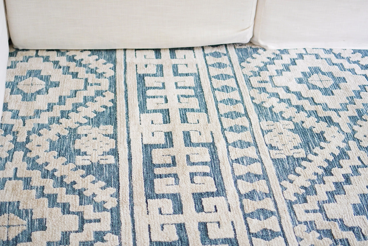 Daphne Blue Tribal Textured Rug *NO RETURNS UNLESS FAULTY