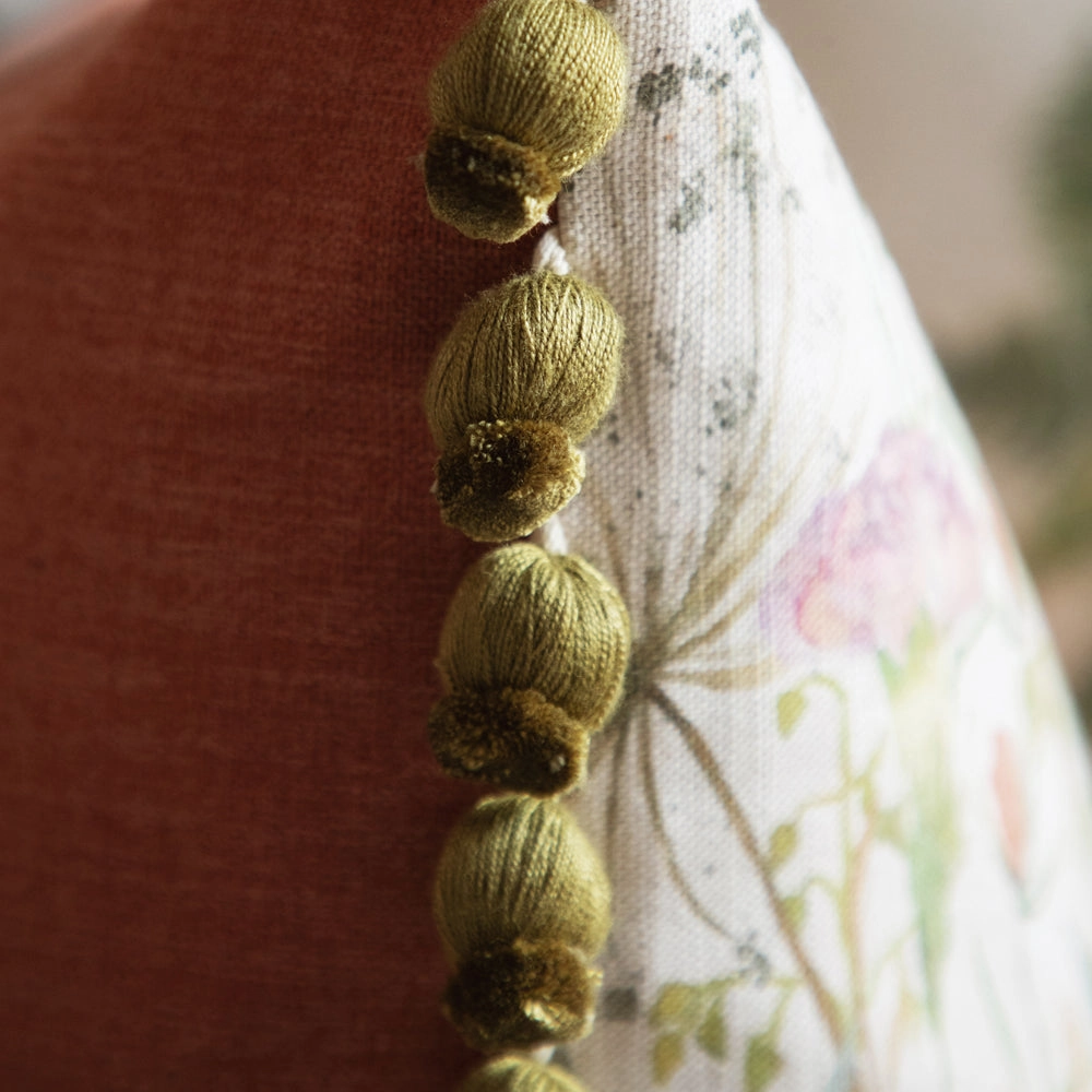 Delamere Printed Pom Pom Cushion Linen