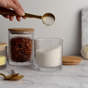 Dimpled Glass Kitchen Condiment Jarmodern kitchen decor ,kitchen dinner set ,dinnerware 