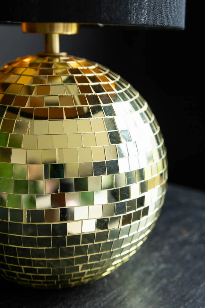 Disco Ball Table Lamp in Gold