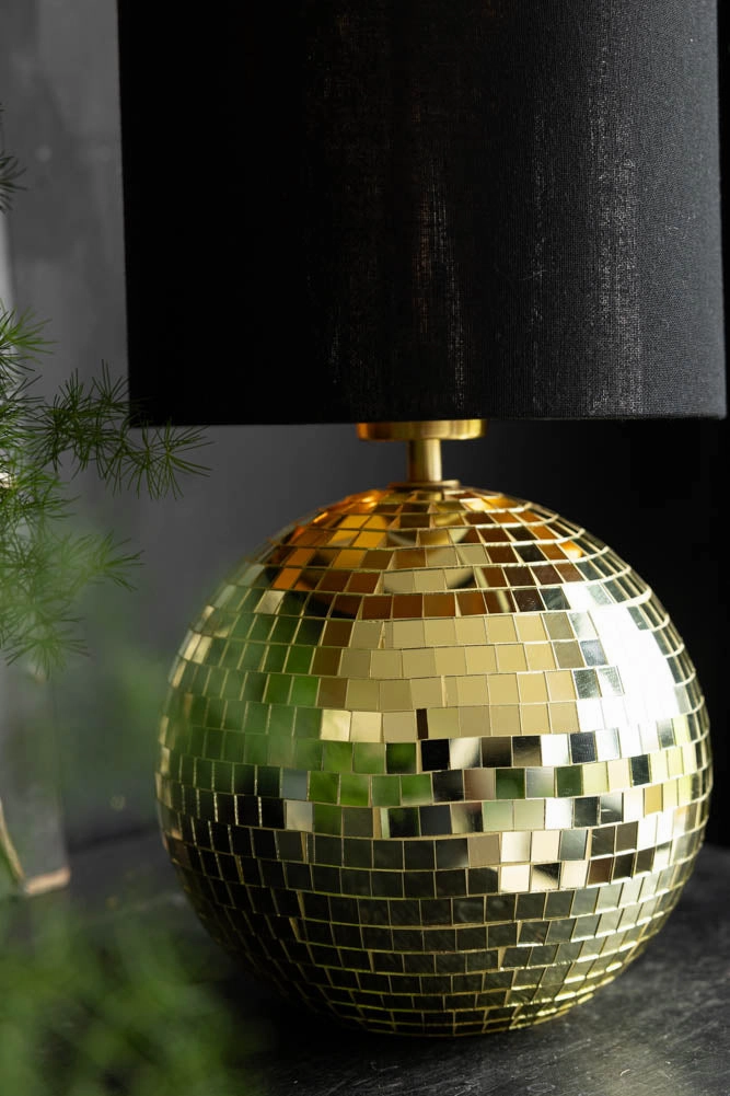 Disco Ball Table Lamp in Gold