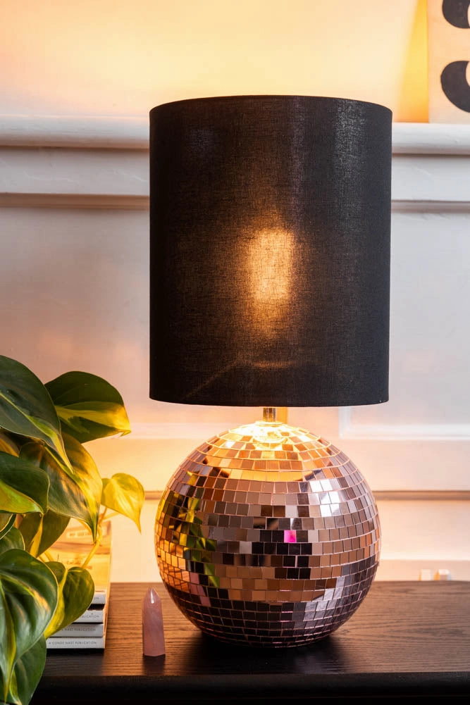 Disco Ball Table Lamp in Pink