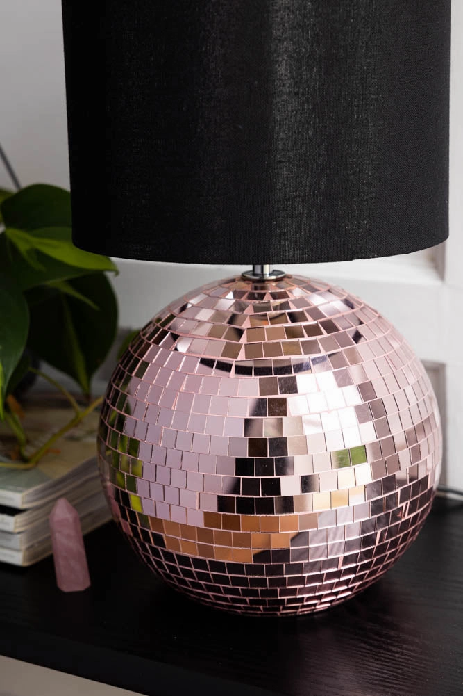 Disco Ball Table Lamp in Pink