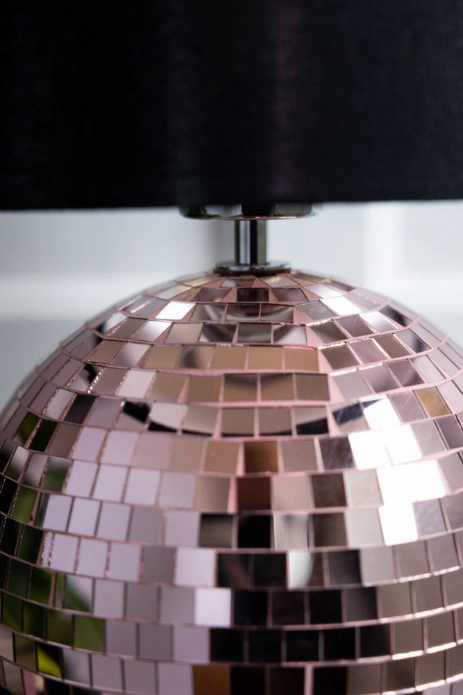 Disco Ball Table Lamp in Pink