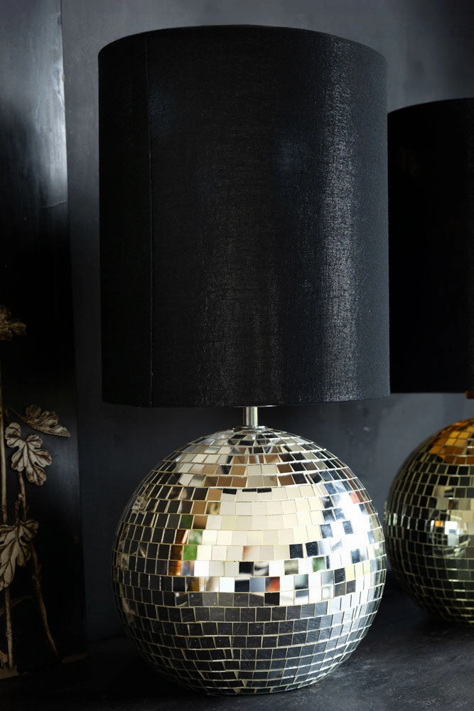 Disco Ball Table Lamp in Silver