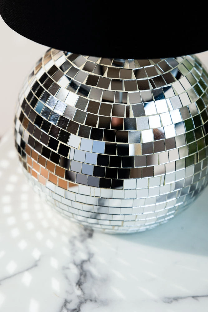 Disco Ball Table Lamp in Silver