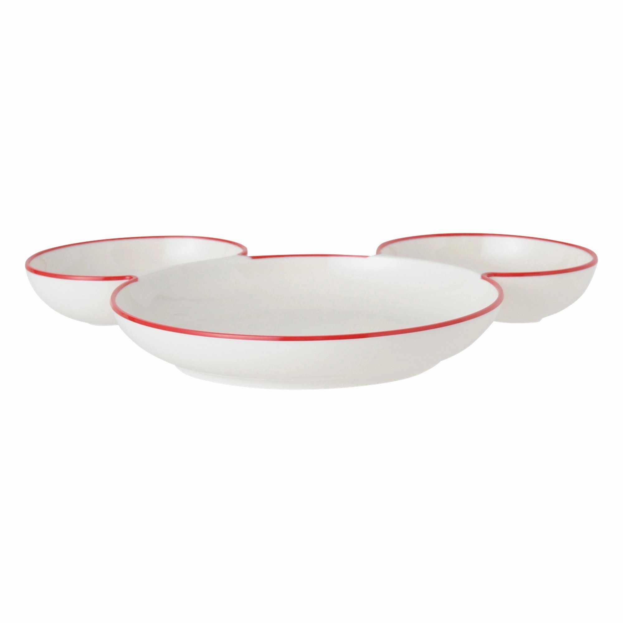Disney Mickey Melamine Plate Rim Ivory X Red