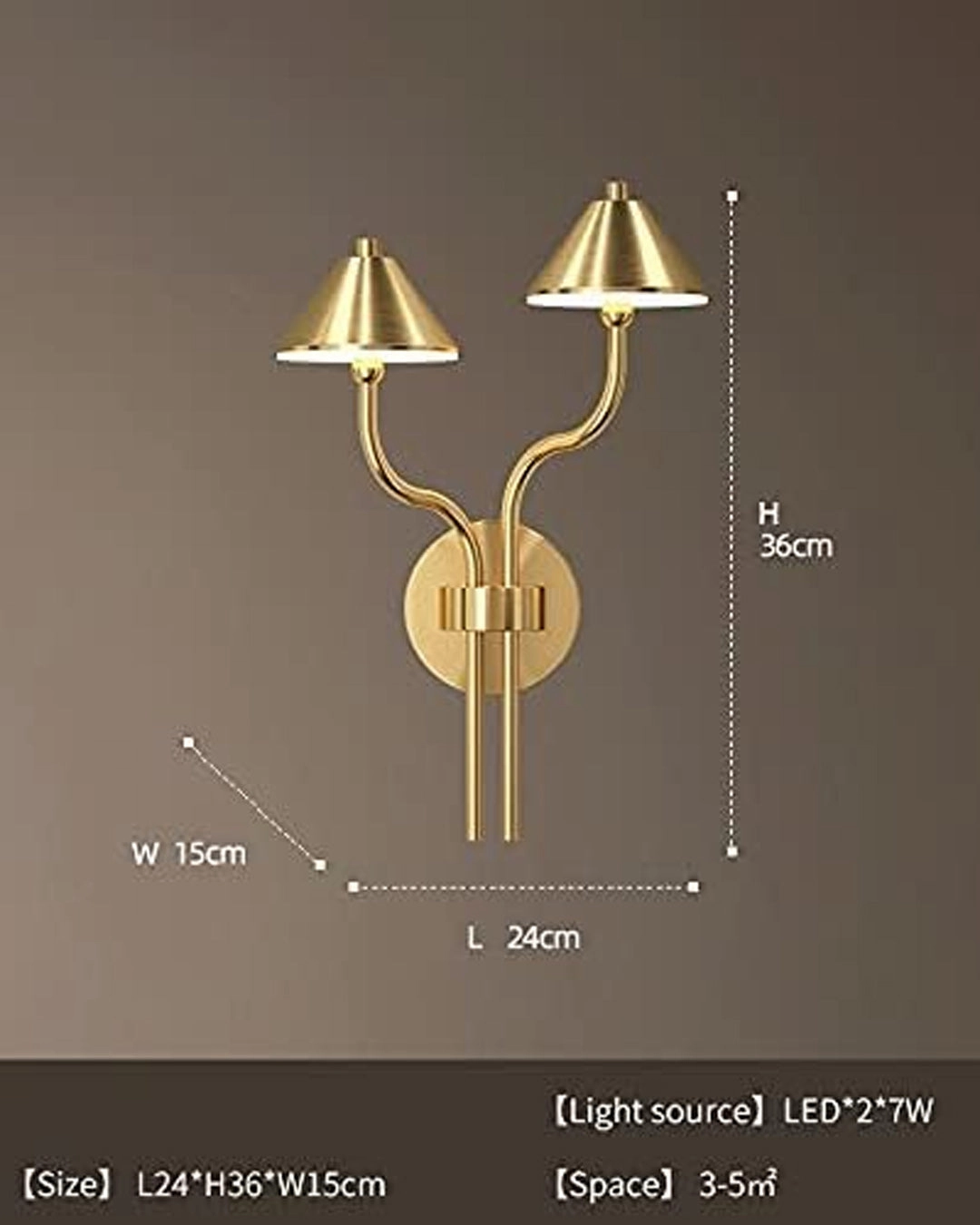 Double Head Golden Mushroom Wall Lamp