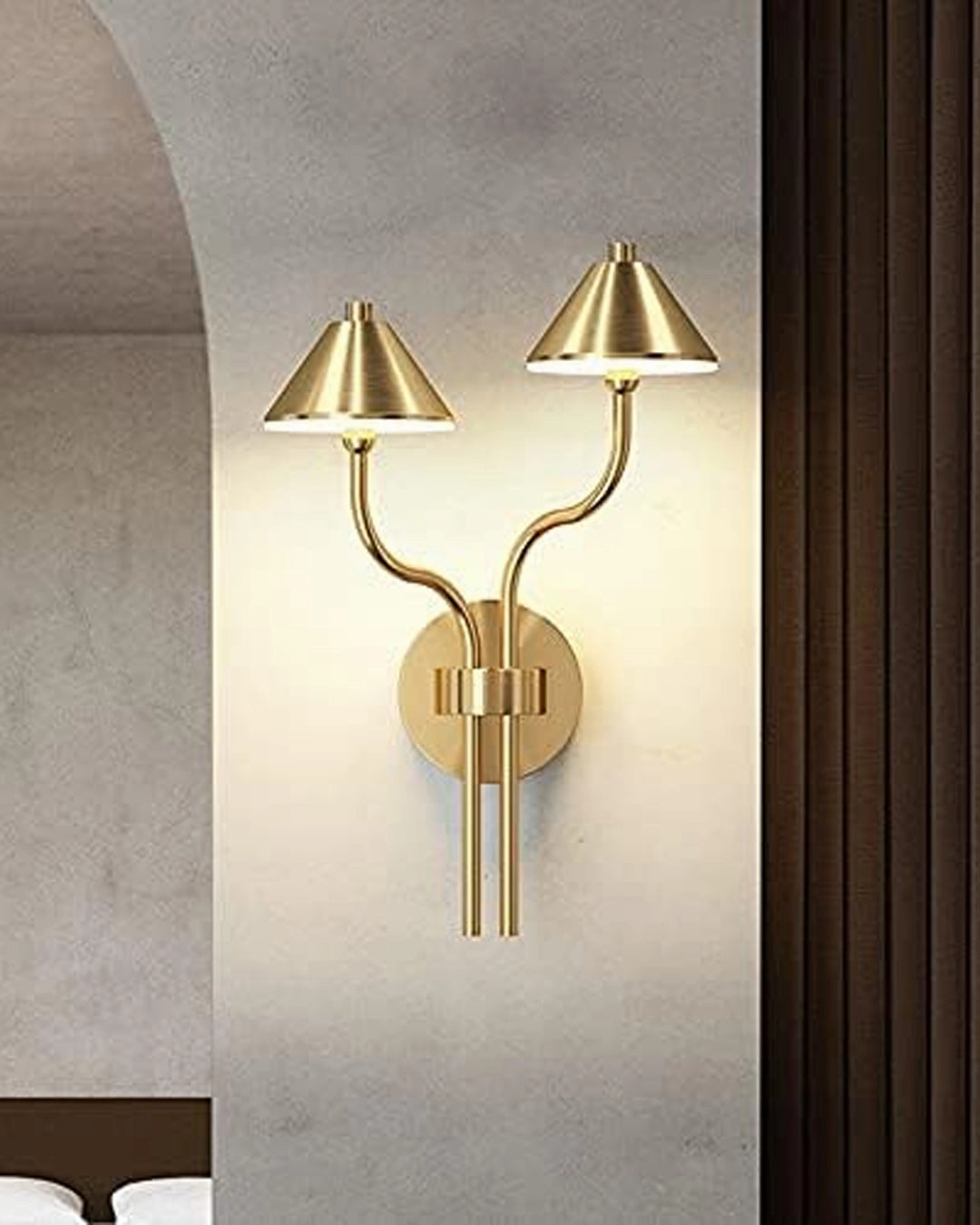 Double Head Golden Mushroom Wall Lamp