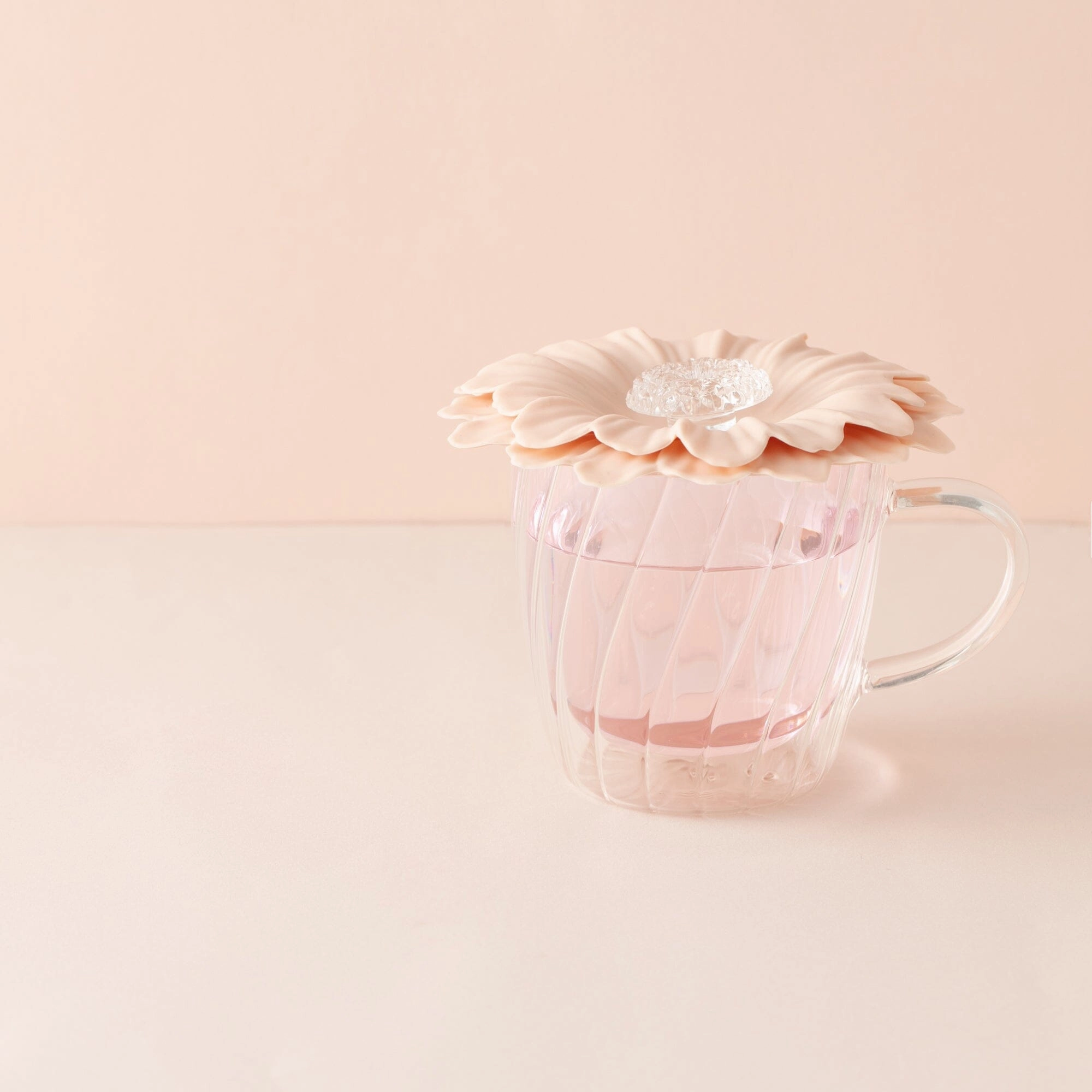 Double Wall Glass Mug With Cupcover  Pink