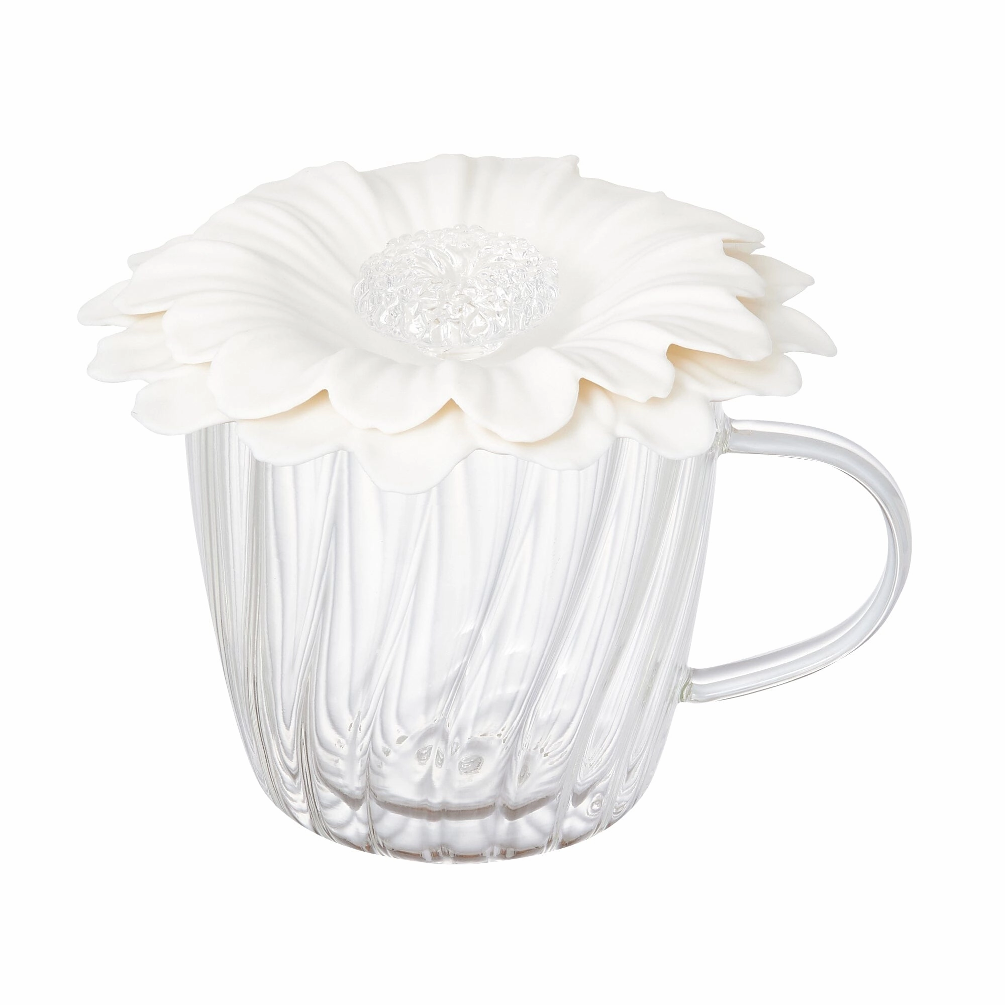 Double Wall Glass Mug With Cupcover  White