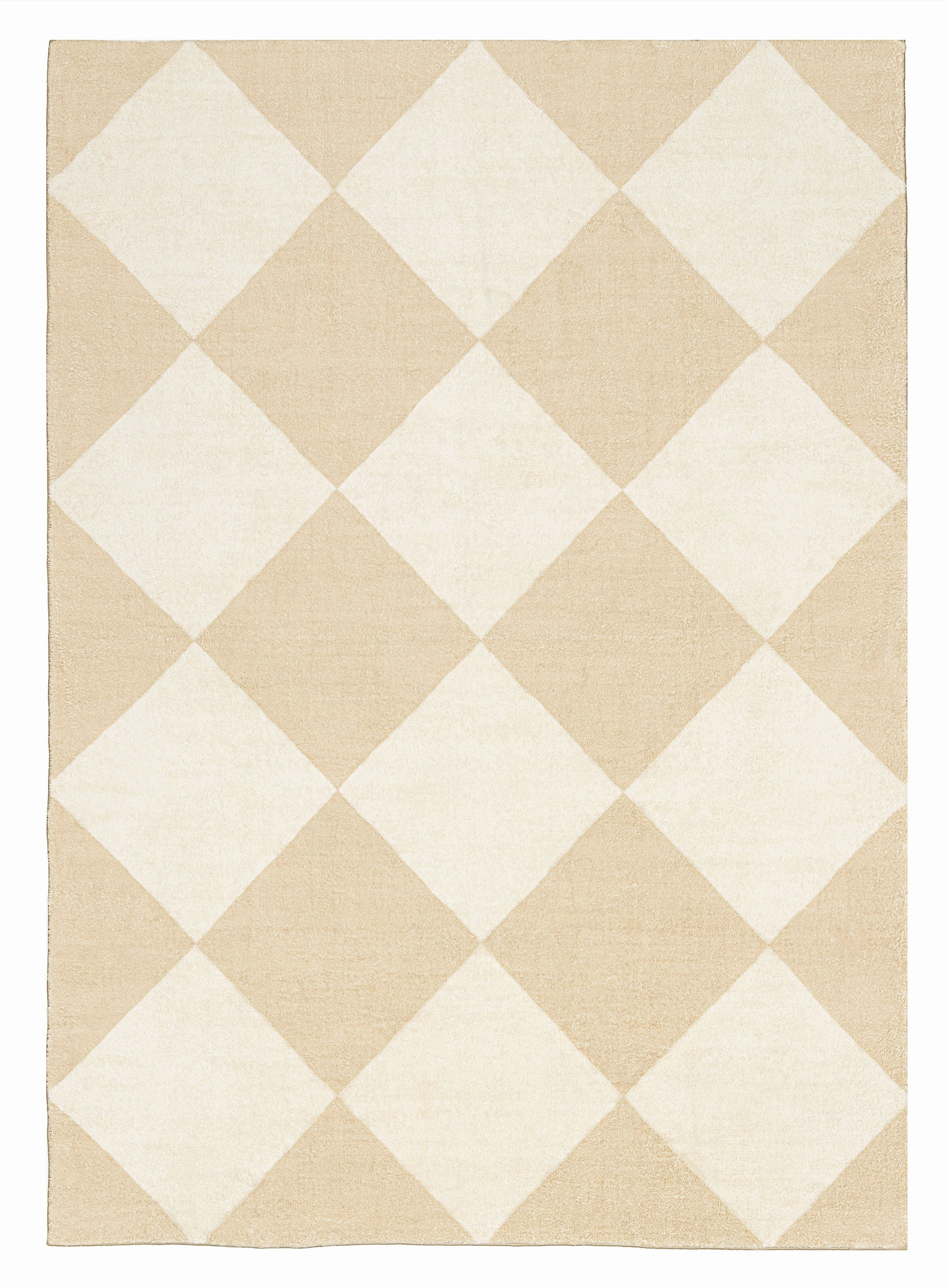 Doutzen Beige Cream Checkered Washable Rugmodern color block patchwork rug