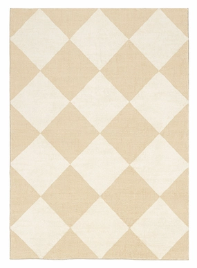Doutzen Beige Cream Checkered Washable Rugmodern color block patchwork rug