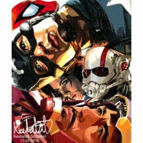 Drawing (Civil War 1m x 75cm) Marvelmodern abstract painting decor