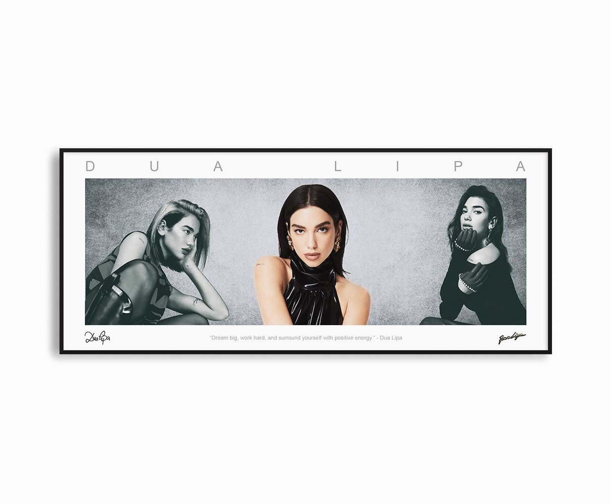 DUA LIPA PANORAMIC COLLAGE PRINT SIGNED FRAMED WINGShandmade souvenirs