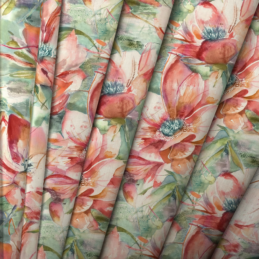 Dusky Blooms Printed Made to Measure Curtains Russett