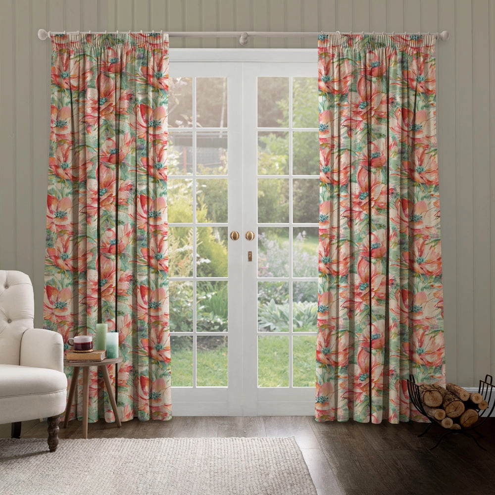 Dusky Blooms Printed Made to Measure Curtains Russett