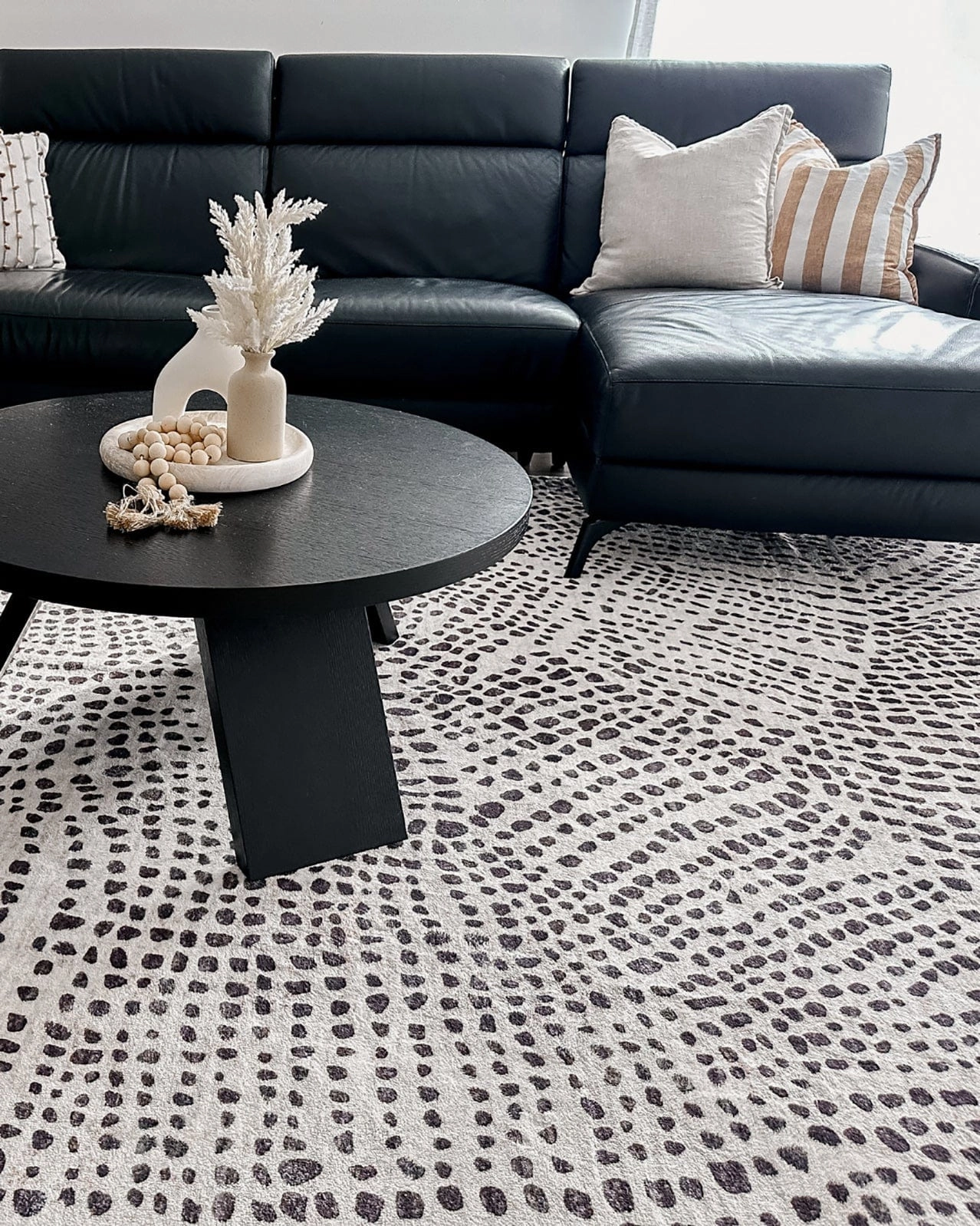 Eddie Charcoal Grey Abstract Tribal Pattern Washable Rug