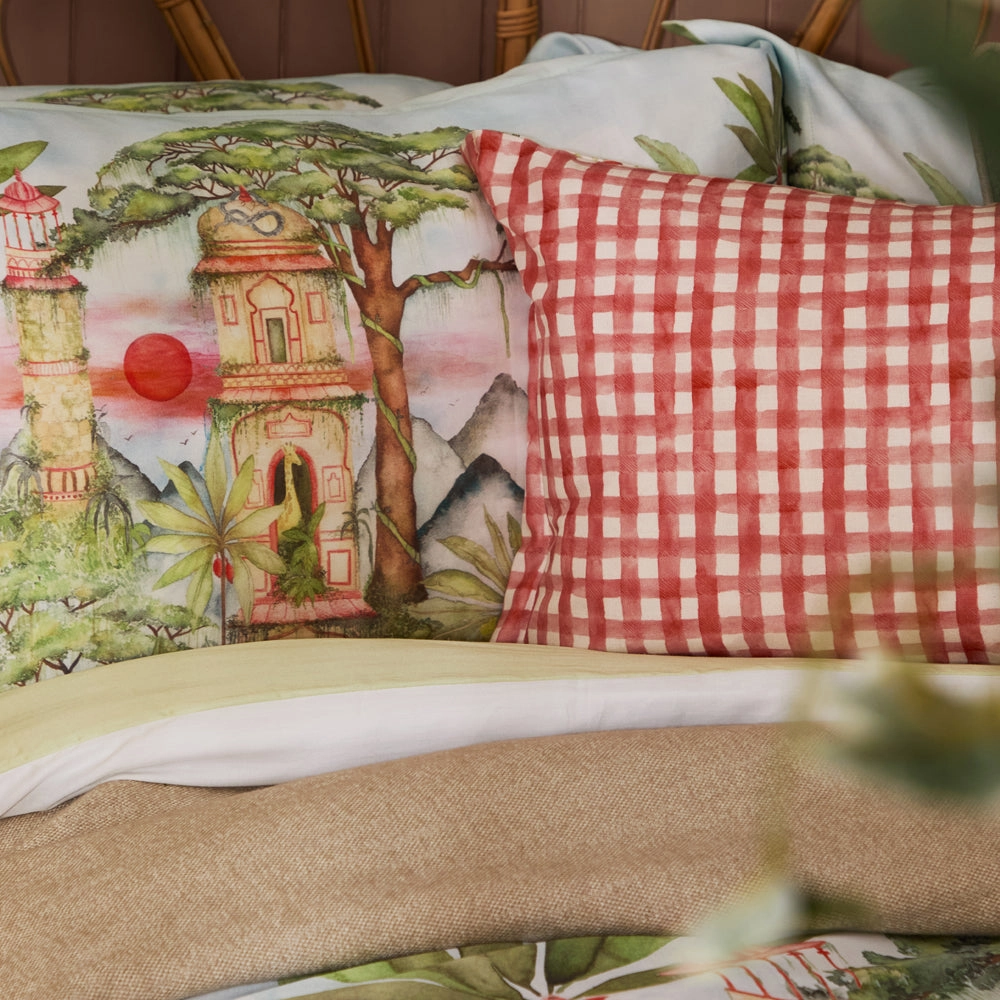 Eden Ruins Printed Duvet Cover Set Green