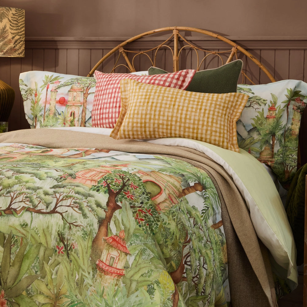 Eden Ruins Printed Duvet Cover Set Green