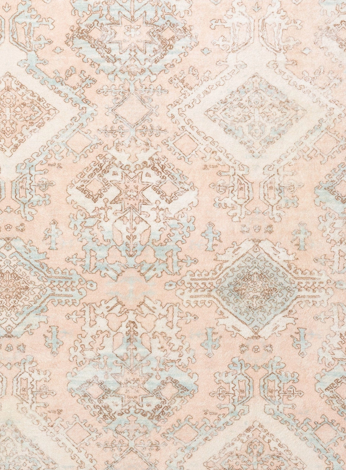 Edwina Peach and Blue Distressed Washable Rug*NO RETURNS UNLESS FAULTY