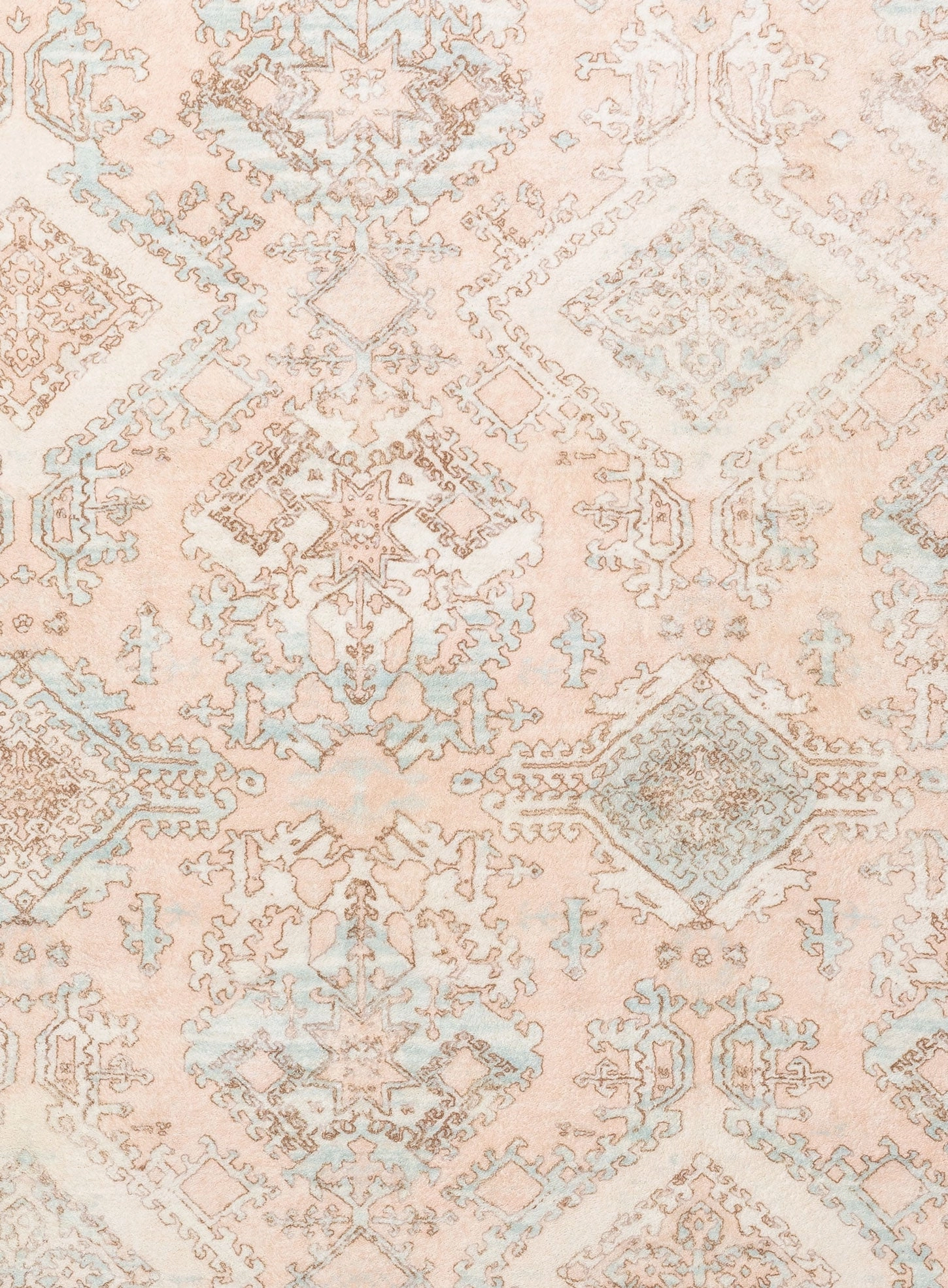 Edwina Peach and Blue Washable Round Rug