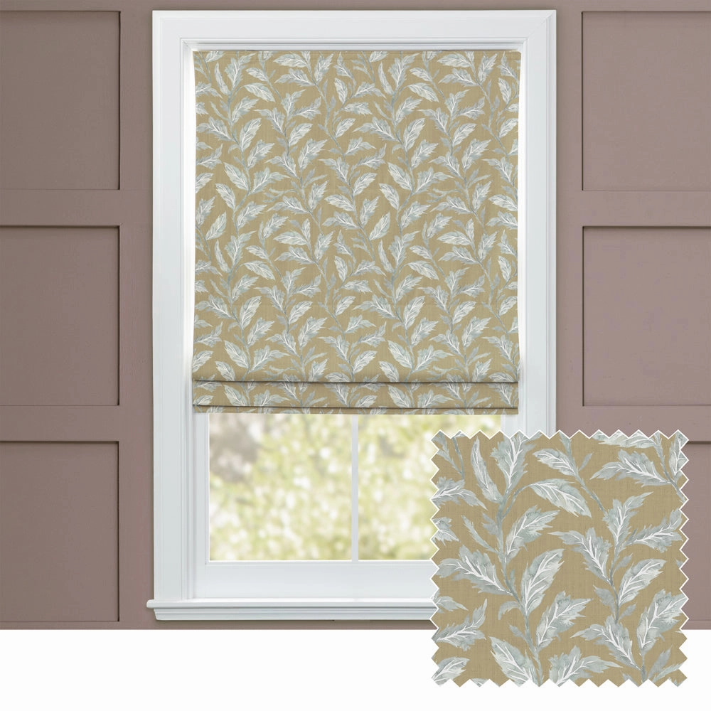 Eildon Printed Cotton Made to Measure Roman Blinds Mustardbedding sets ,throw blankets 