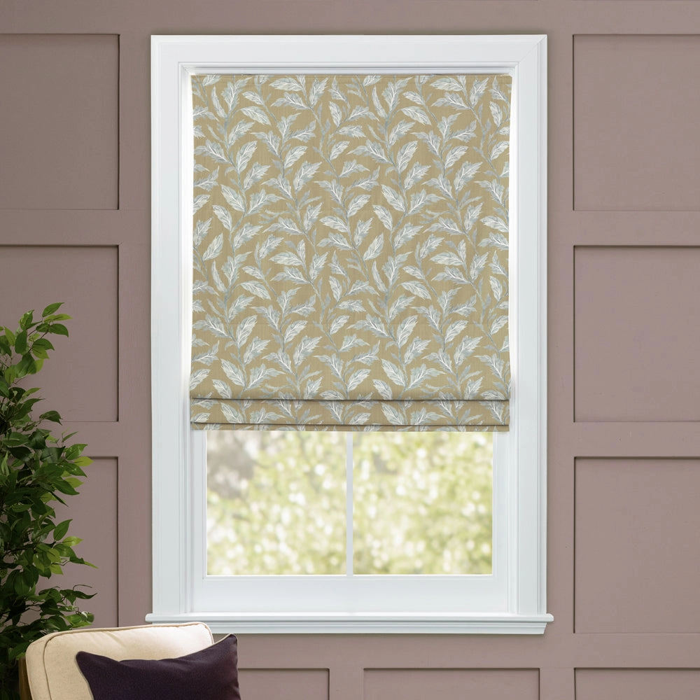 Eildon Printed Cotton Made to Measure Roman Blinds Mustard