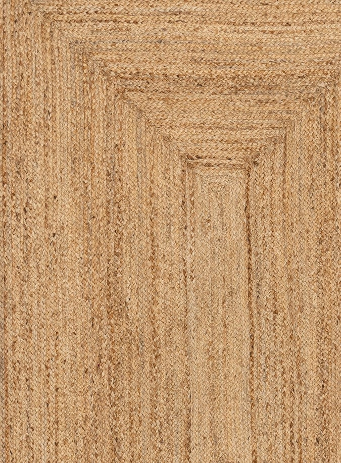 Ejiya Natural Brown Scalloped Jute Runner Rug