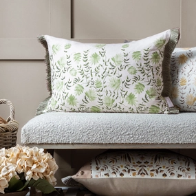 Elai Printed Ruche Fringe Cushion Sagehome decor ,wall decor 