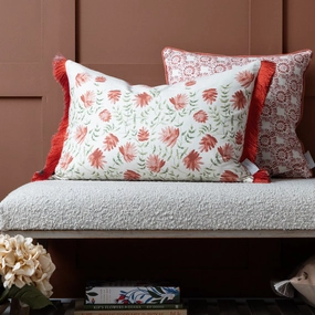Elai Printed Ruche Fringe Cushion Terracottabedding sets ,throw blankets 