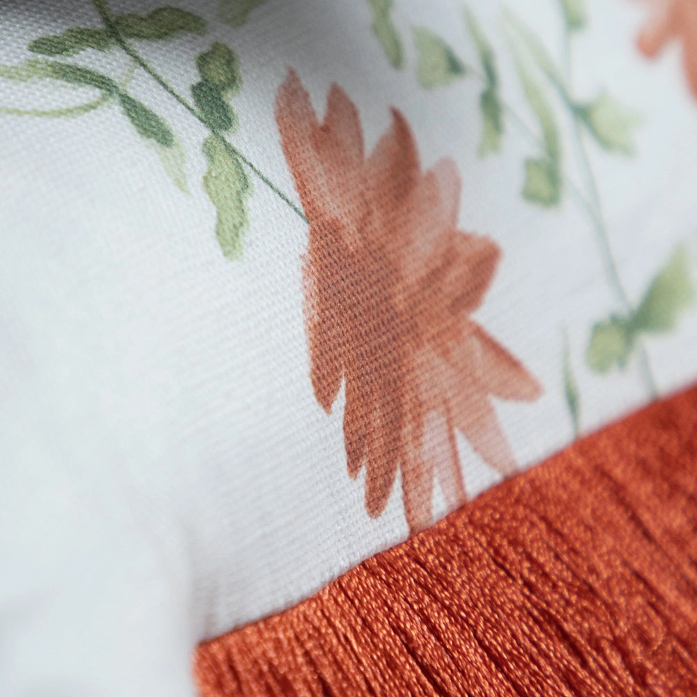 Elai Printed Ruche Fringe Cushion Terracotta