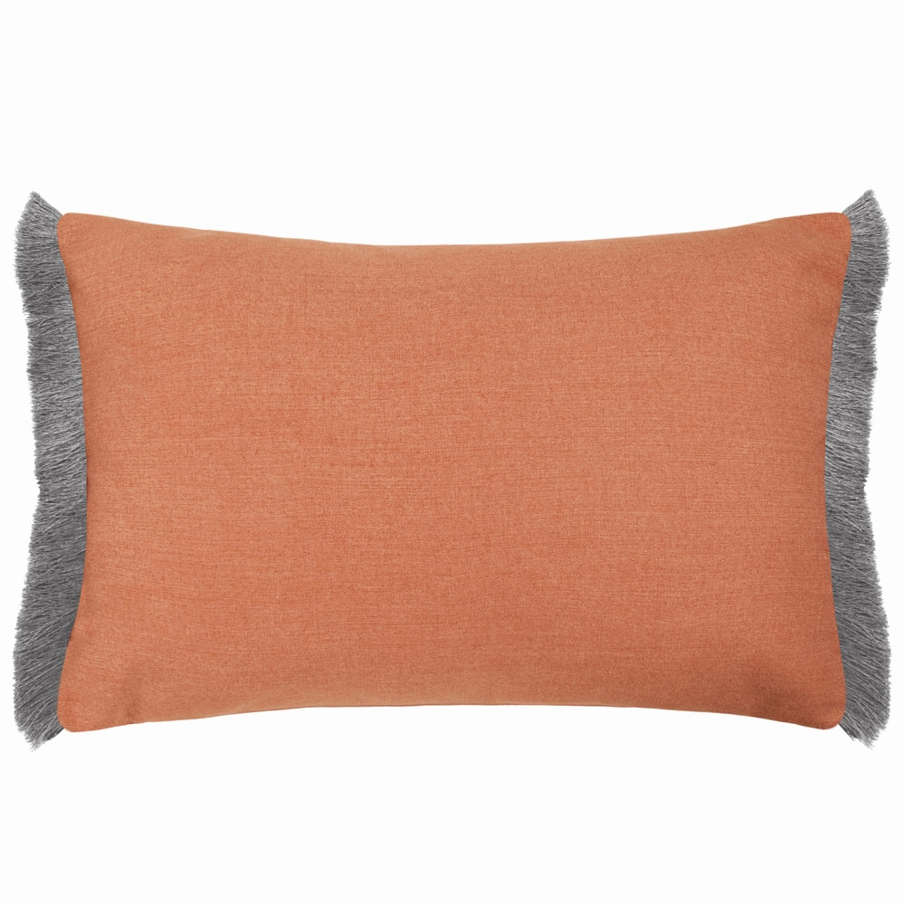Elai Printed Ruche Fringe Cushion Terracotta