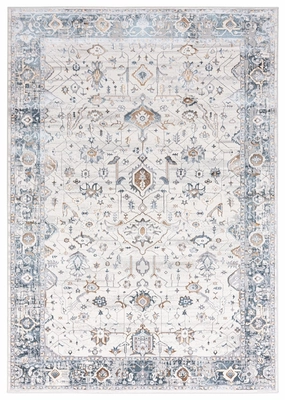 Eleanor Cream Blue and Tan Lustrous Traditional Rug *NO RETURNS UNLESS FAULTYmodern color block patchwork rug