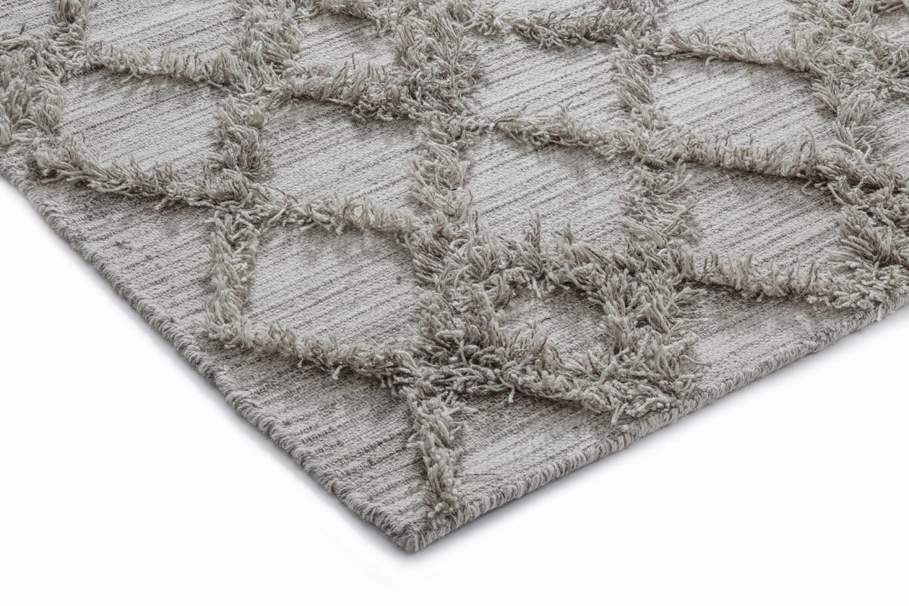 Ellika Diamond Pattern Natural Grey Wool Rug *NO RETURNS UNLESS FAULTY