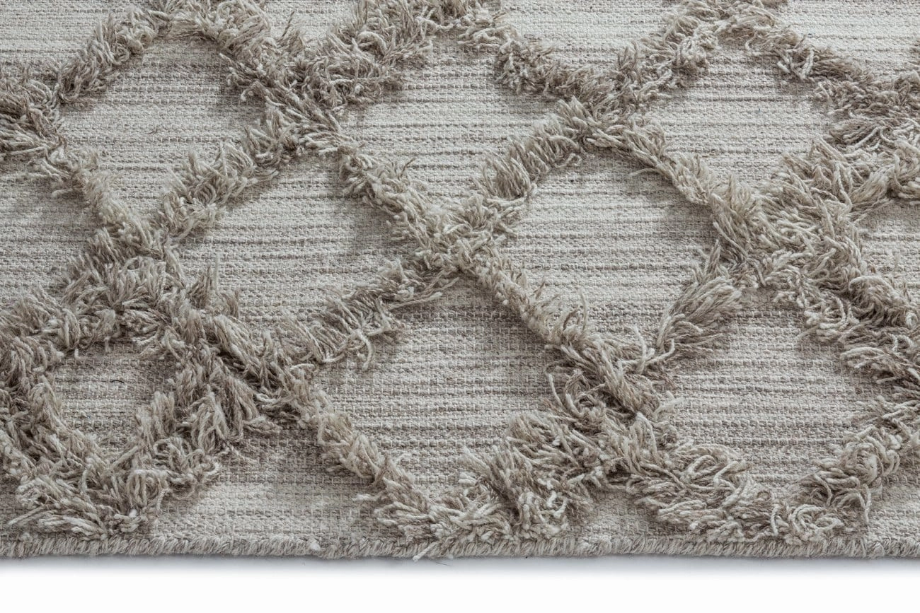 Ellika Diamond Pattern Natural Grey Wool Rug *NO RETURNS UNLESS FAULTY
