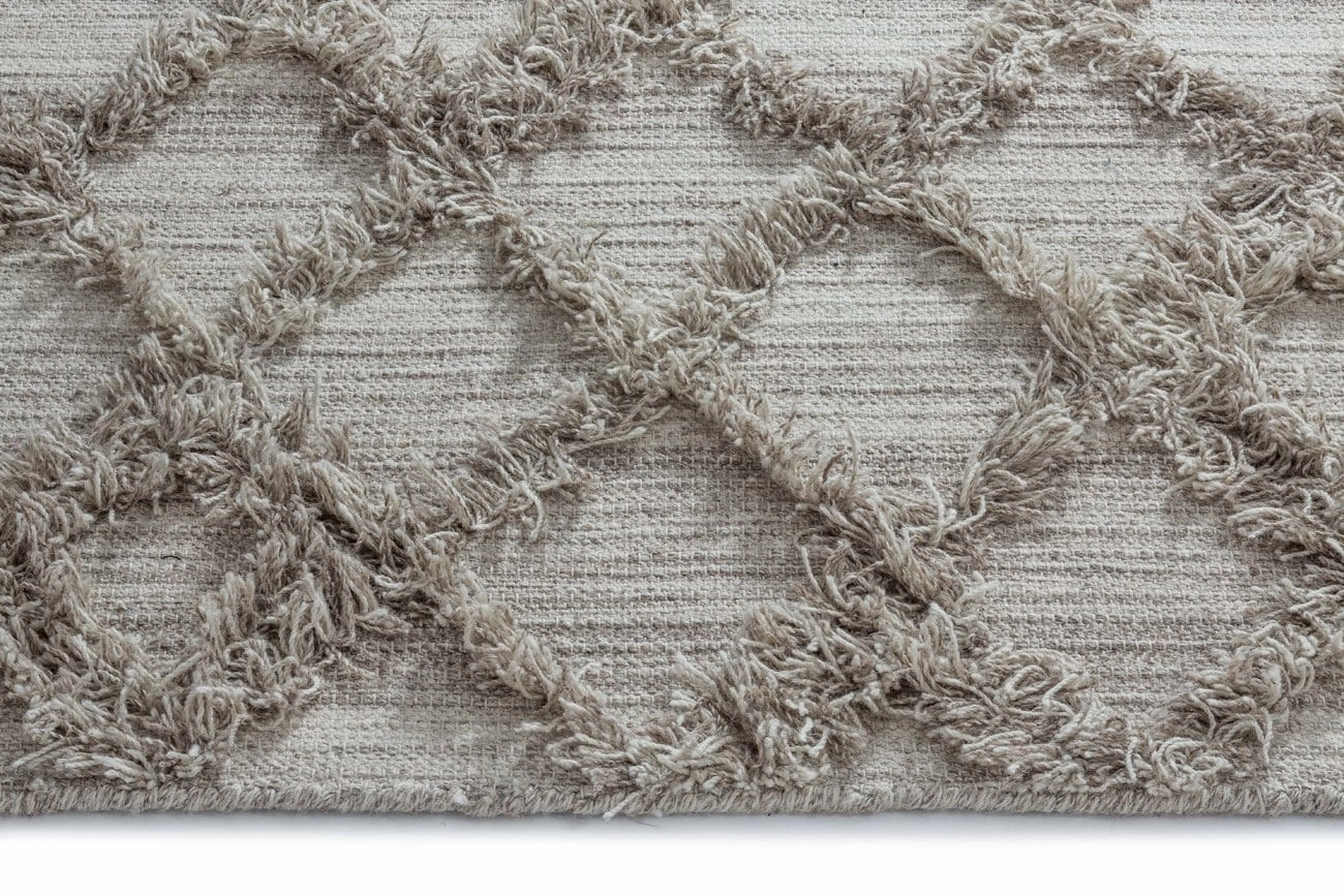Ellika Diamond Pattern Natural Grey Wool Rug *NO RETURNS UNLESS FAULTY