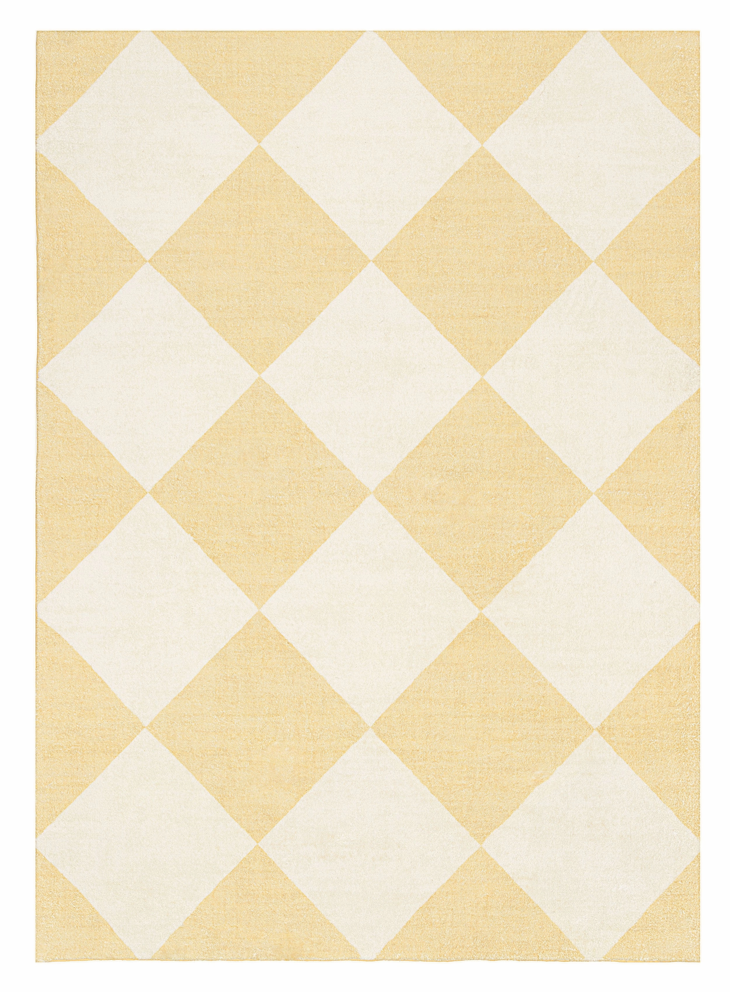 Ellis Yellow Cream Checkered Washable Rugmodern color block patchwork rug