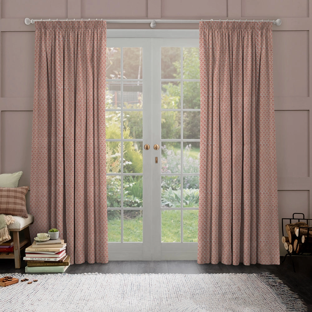 Elmore Woven Jacquard Made to Measure Curtains Russet