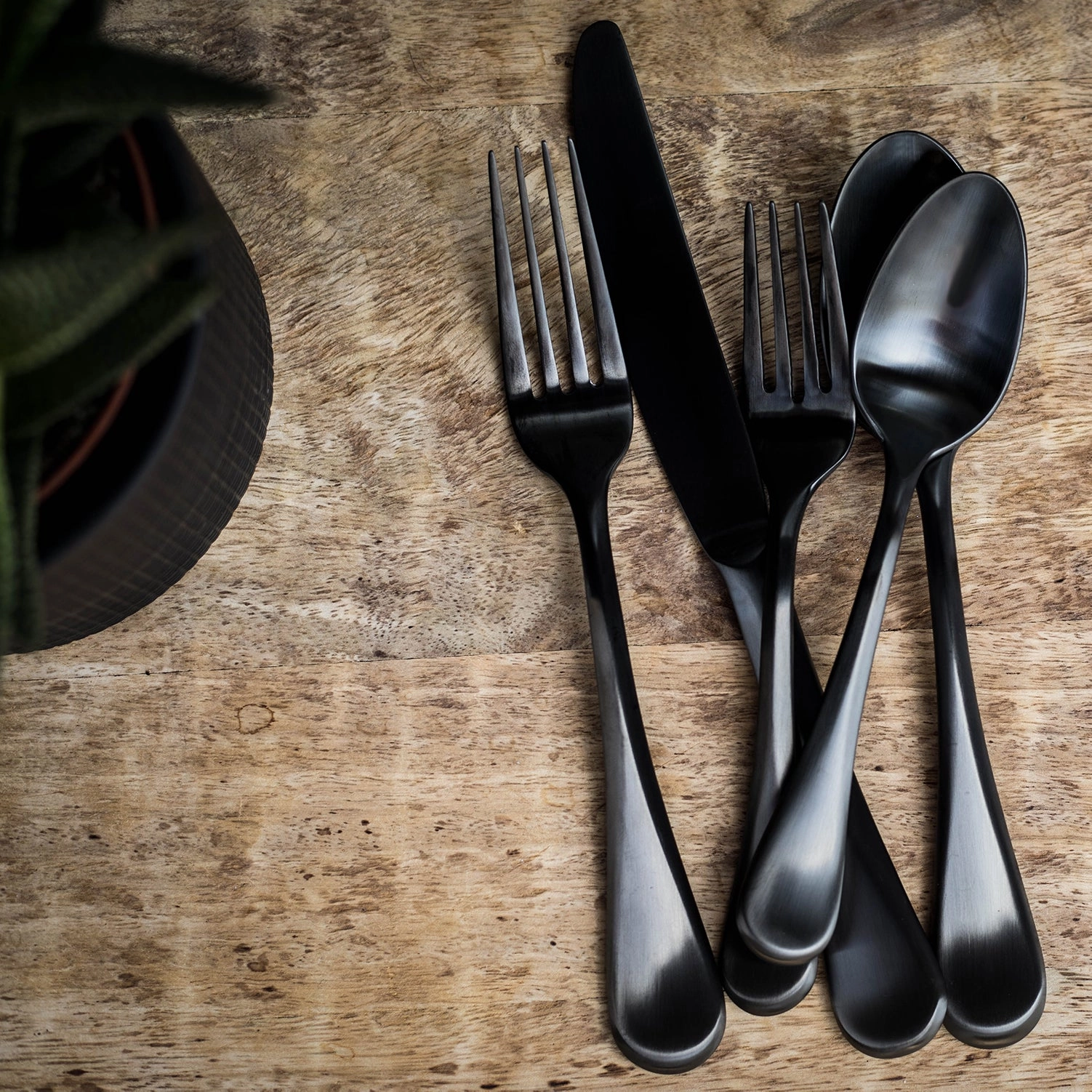 Eloquence Black Satin 20 Piece Flatware Set