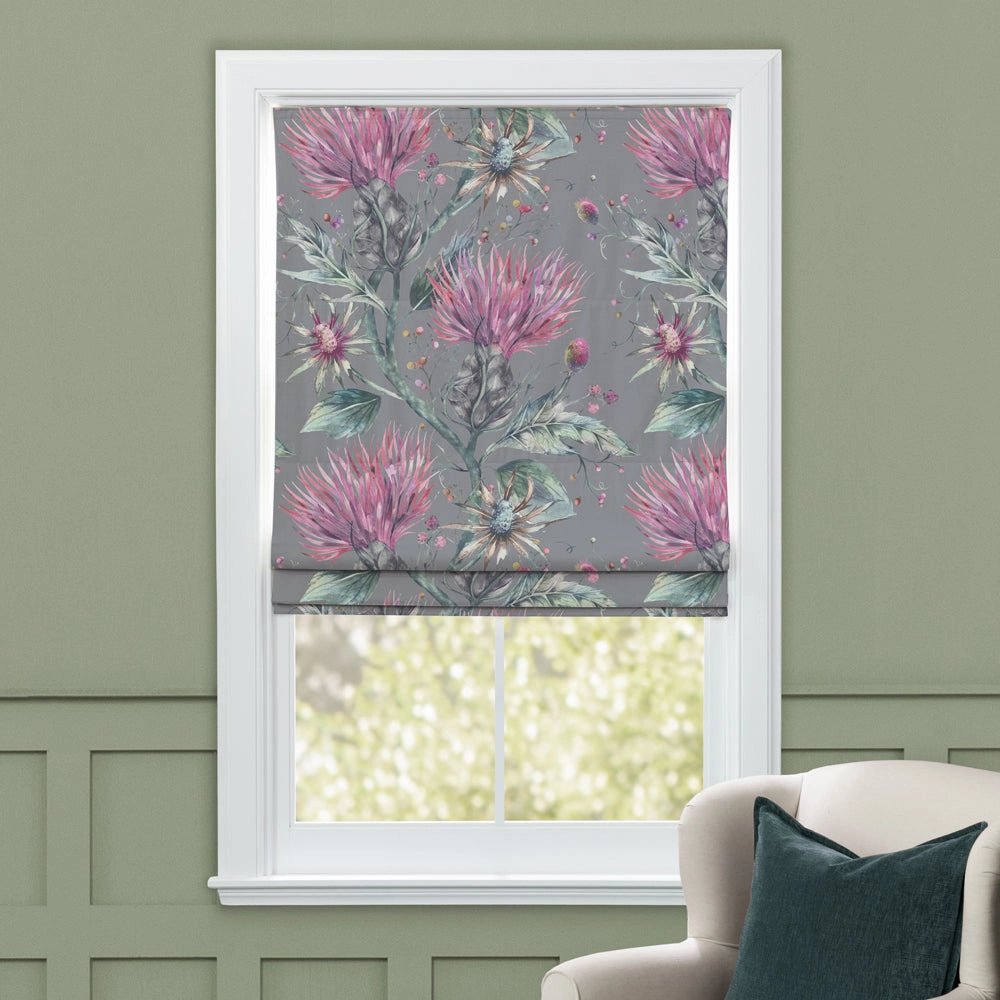 Elysium Printed Cotton Made to Measure Roman Blinds Onyx