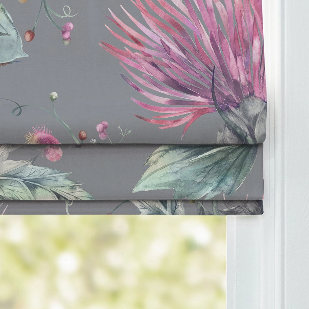 Elysium Printed Cotton Made to Measure Roman Blinds Onyx