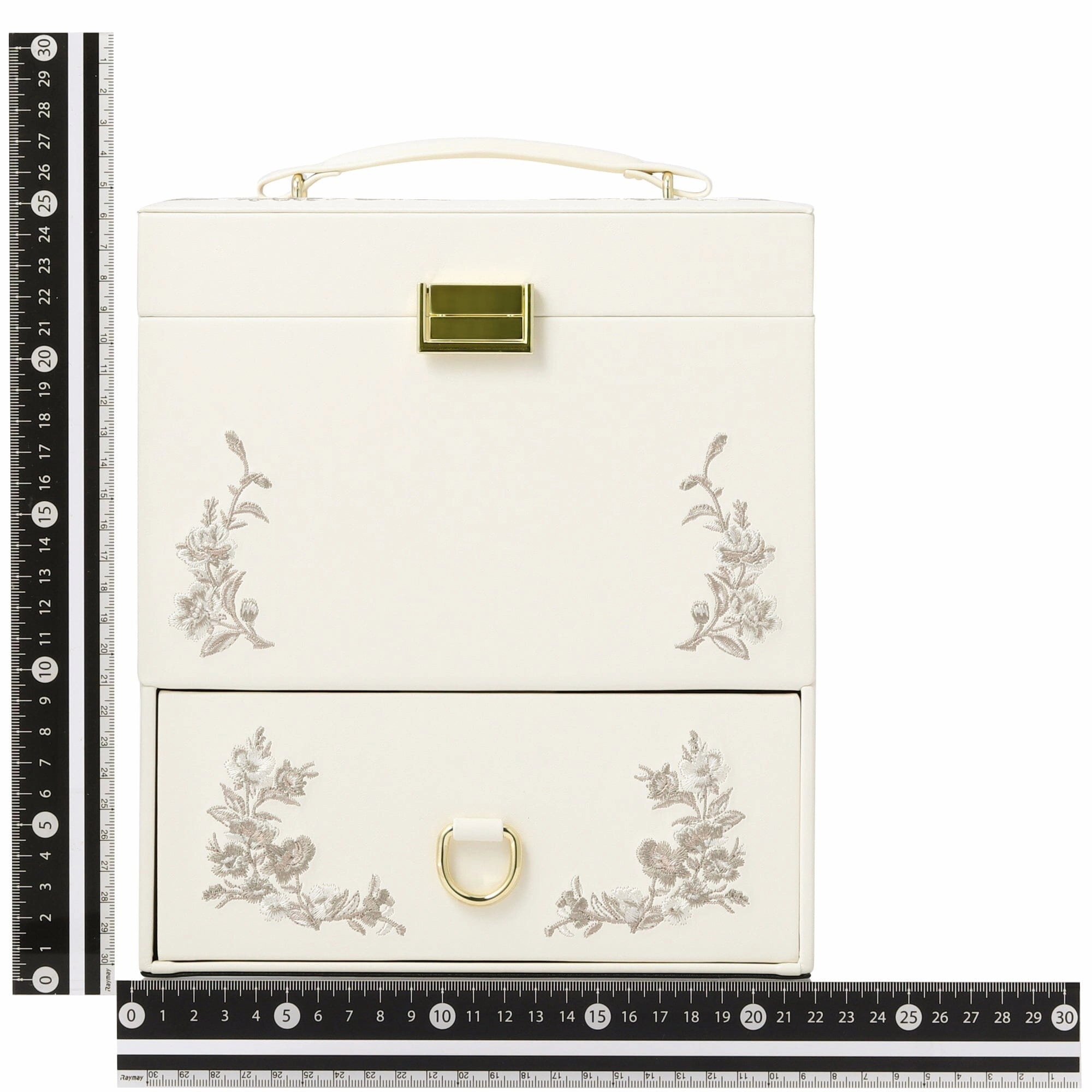 Embroidery Flower  Jewelry Box Beige